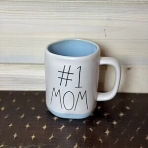 #1 Mom Coffee Mug White Blue Novelty Mothers Day‎ Gift Tea Cup Ceramic Cute